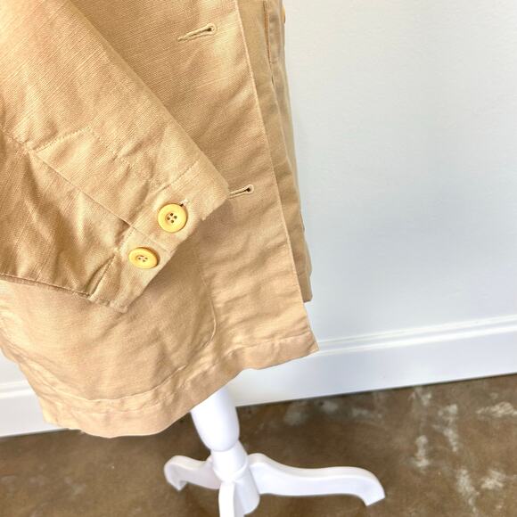Liz Sport Linen Cotton Blazer Jacket Vintage Small WomensTan Oversized 90s Y2K - Picture 6 of 13